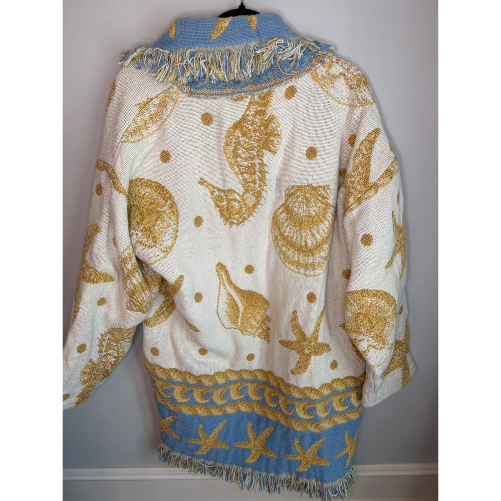 Bronco Billys Vintage Tapestry Jacket Seahorse Shell Fringe Cotton One Size USA - Picture 6 of 8
